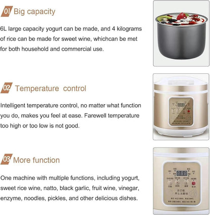 FKINGLRK Fermentador Inteligente 6 L – Automático, Ajo Negro y Más