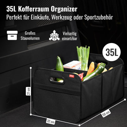 Organizador de baúl Achilles XL, plegable y fácil de limpiar, color negro