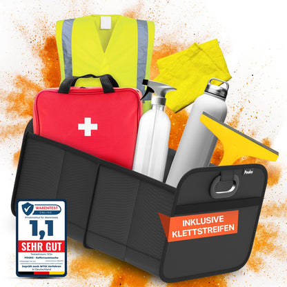 Organizador de maletero POUKO®, plegable, resistente y antideslizante, negro