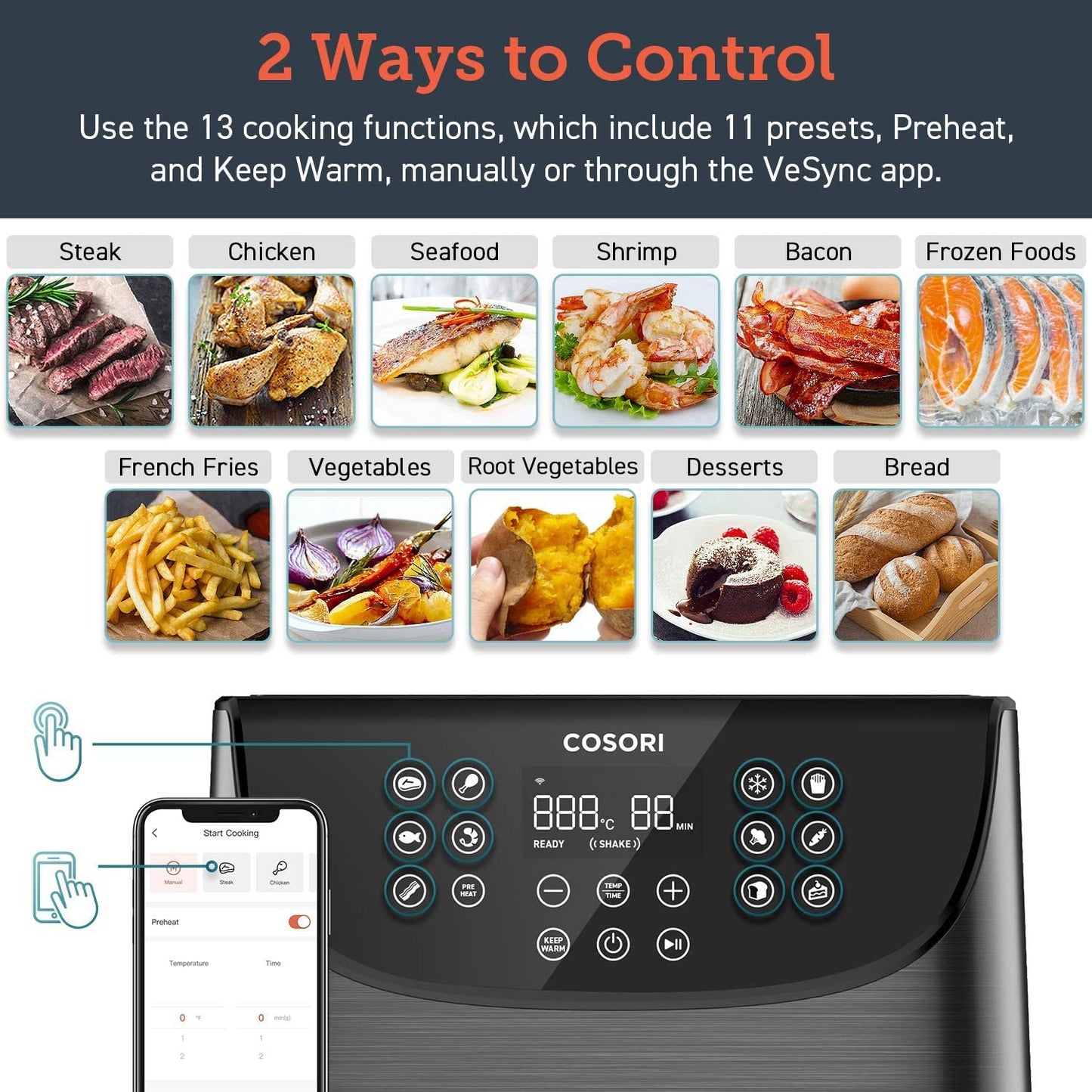 COSORI Smart – Freidora sin Aceite WiFi 5,5 L XXL con Accesorios